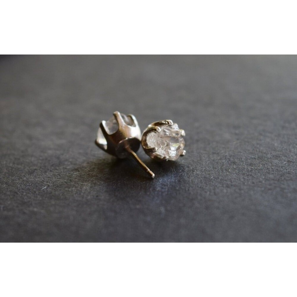 Lake County diamond earrings, 925 sterling silver, raw gemstones